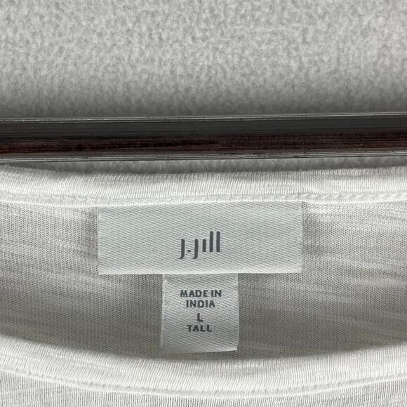J.Jill Blouse White Modal Blend Blouse Size Large Tall Embroidered Sleeves - Picture 2 of 9
